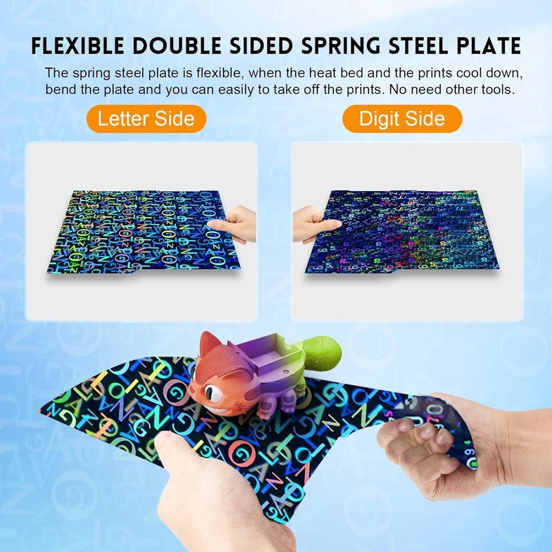 IdeaFormer-3D Smooth Digit+Letter Pen Build Plate for Anycubic Kobra 3/Kobra 3 Combo/Kobra 3 V2, Flexible Spring Steel Plate Sheet for 256x268mm 3D Printers Heat Bed - Image 3